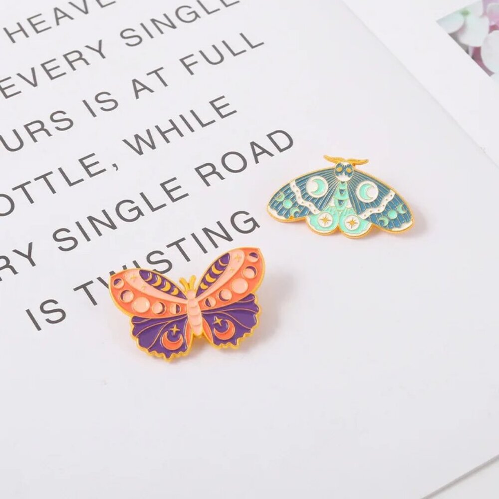 Colorful Mystic Butterfly & Moth 5-Piece Enamel Pin Set - Brand-New in Gift Box! - Picture 10 of 14